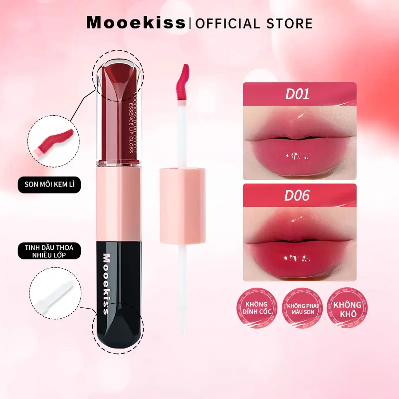 (COD)  Son Mooekiss Double hai đầu lâu trôi, Màu sắc trẻ trung năng động 3ml+3ml X1 1