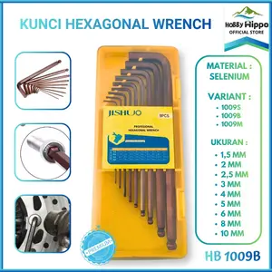 【COD】9PCS HEXAGONAL WRENCH / KUNCI L HEXAGONAL ballpoint DAN BINTANG JS-1009S 1009B 1009M