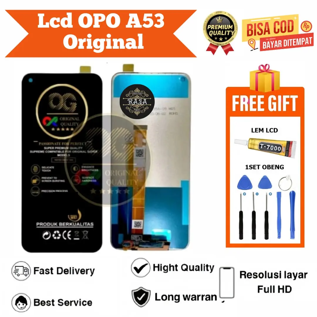 LCD OPO A53 ORIGINAL OG SUPER FULL SET OBENG DAN LEM / LCD OG SUPER OPO A53 FULL SET