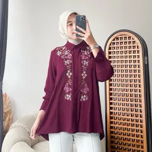 Natalie Kemeja Bordir Rayon Twill Panjang