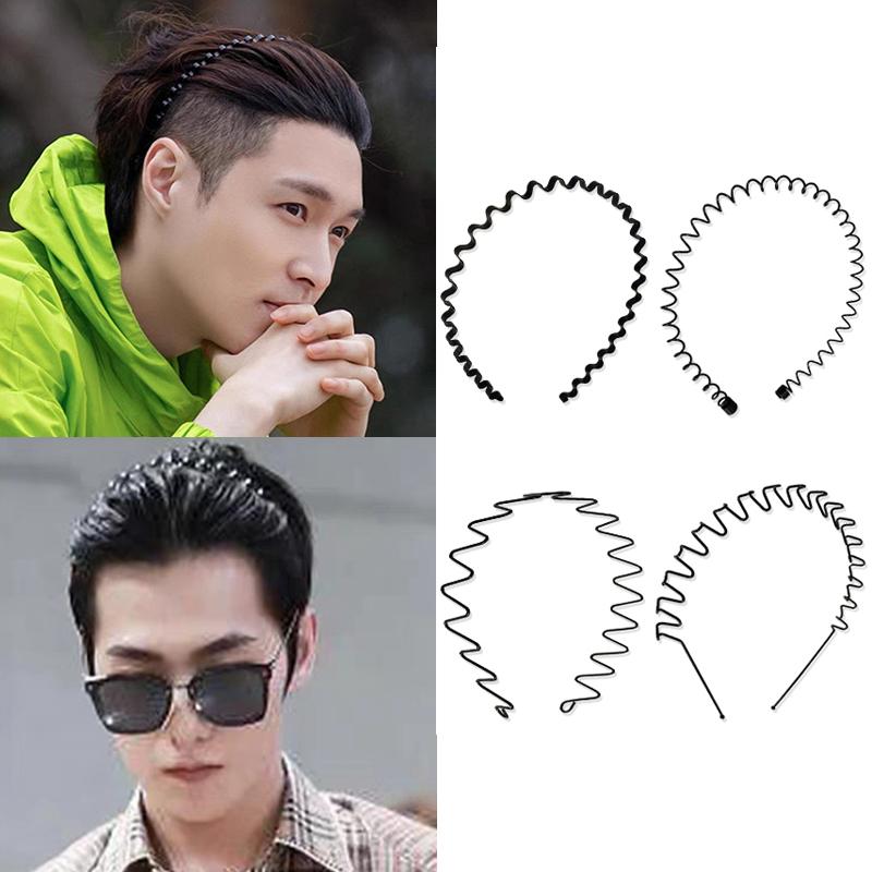 Băng đô vô hình cho nam giới, tóc ngắn, mũ đội đầu gợn sóng, thể thao mùa hè, hang tóc chống trượt, phụ kiện tóc hợp kim