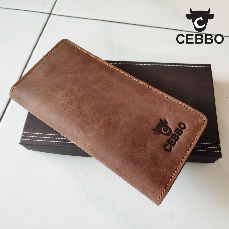 Dompet Panjang Pria Kulit Sapi Asli Crazy Horse Leathe Merk CEBBO Dompet Panjang Bisa Muat Hp Kartu Uang 0