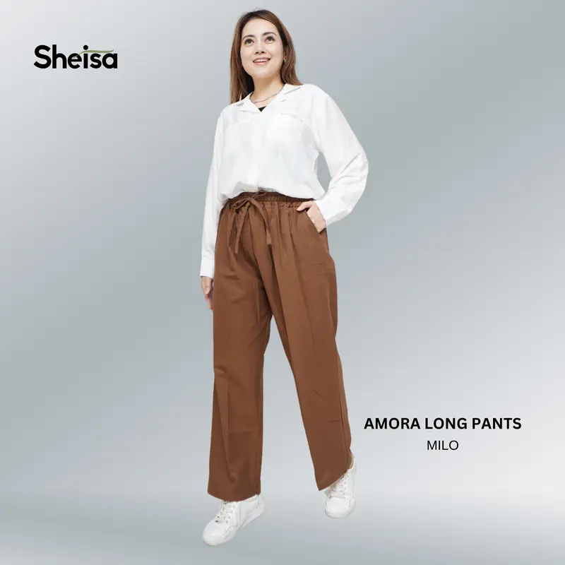 SHEISA Setelan Wanita Celana Panjang | Setelan Harian Santai Formal Casual Sport | AMORA ONESET | Bahan Linen Rami Lembut Dingin Tidak Gerah Untuk BB Reguler Sampai Jumbo dan Banyak Pilihan Warna 7