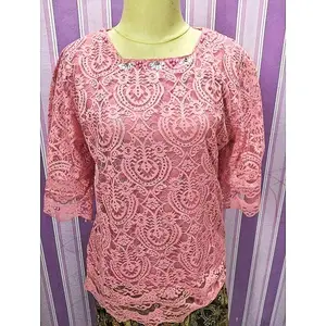 Blouse Kebaya Brokat Terbaru Model Tangan Terompet, Blouse Renda Premium Model Kekinian Atasan Wanita Mutiara Mewah dress -  Atasan wisuda - Atasan wanita formal - Atasan wanita non-formal Baju Pesta Kondangan Seragam