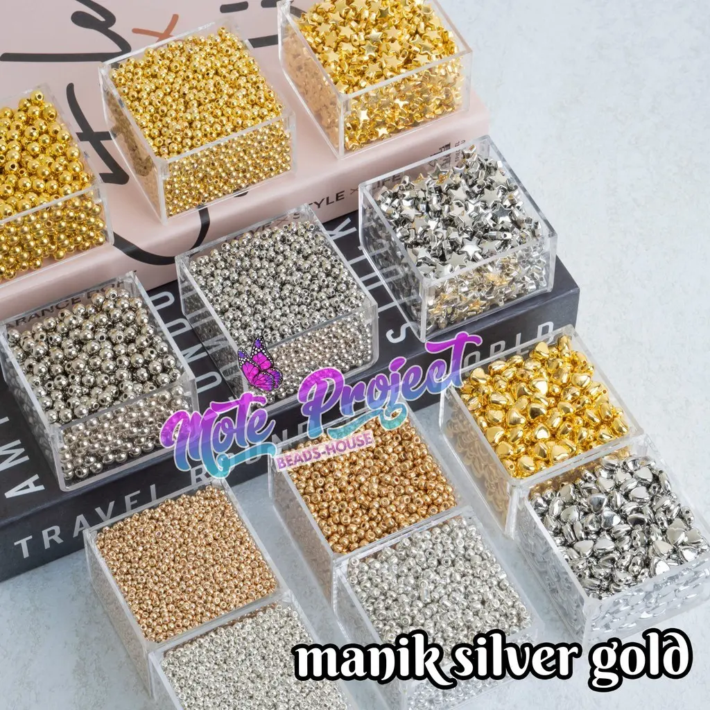 Manik Mote Silver Gold Series Kerajinan DIY