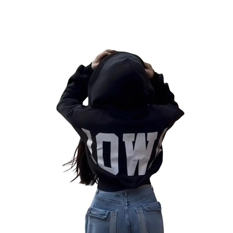 ÁO KHOÁC IN CHỮ CROPTOP TOP HOODIE WOMEN NỮ BY ĐÀO TUYỀN STORE