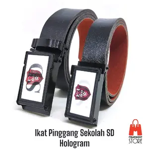 Ikat Pinggang Anak Sekolah Hologram 2D Hitam Aksesoris Fashion