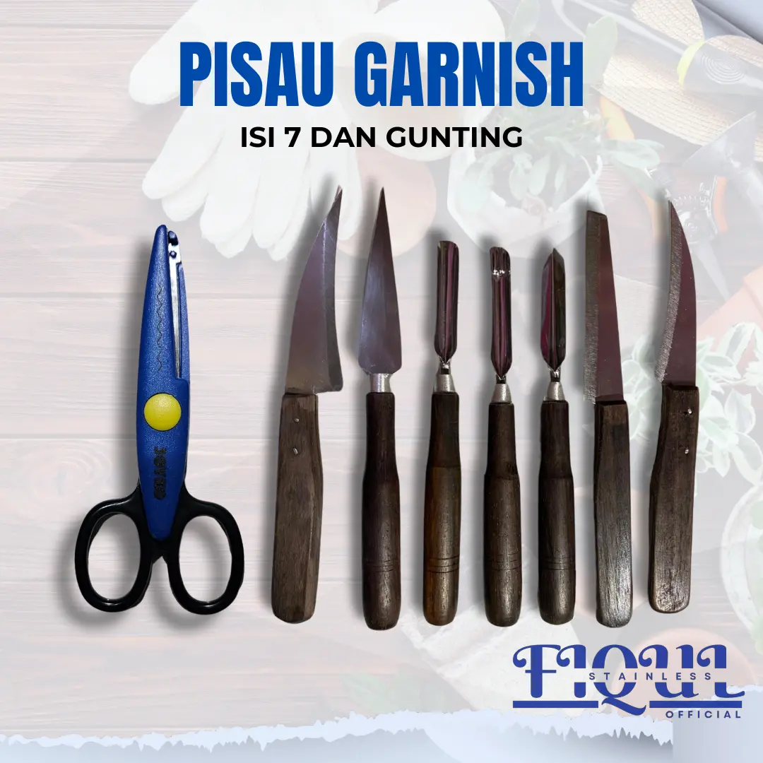 Pisau Garnish Carving Buah Set 7 dengan Gunting Zigzag Alat Hias Buah dan Sayuran Kitchenware Berkualitas Tinggi
