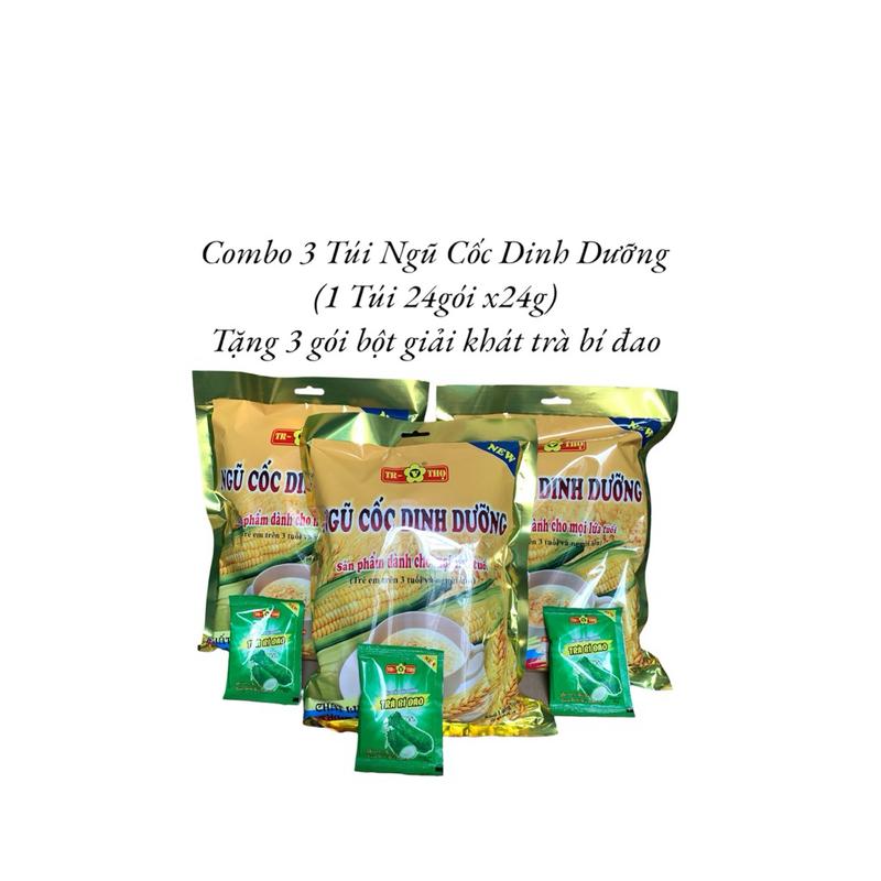 Combo 3 Bịch Ngũ Cốc Dinh Dưỡng - 1 Bịch 20 Gói x 24g - HSD 1 Năm - Date Luôn Mới - Tặng Kèm 3 Gói BGK Ngẫu Nhiên