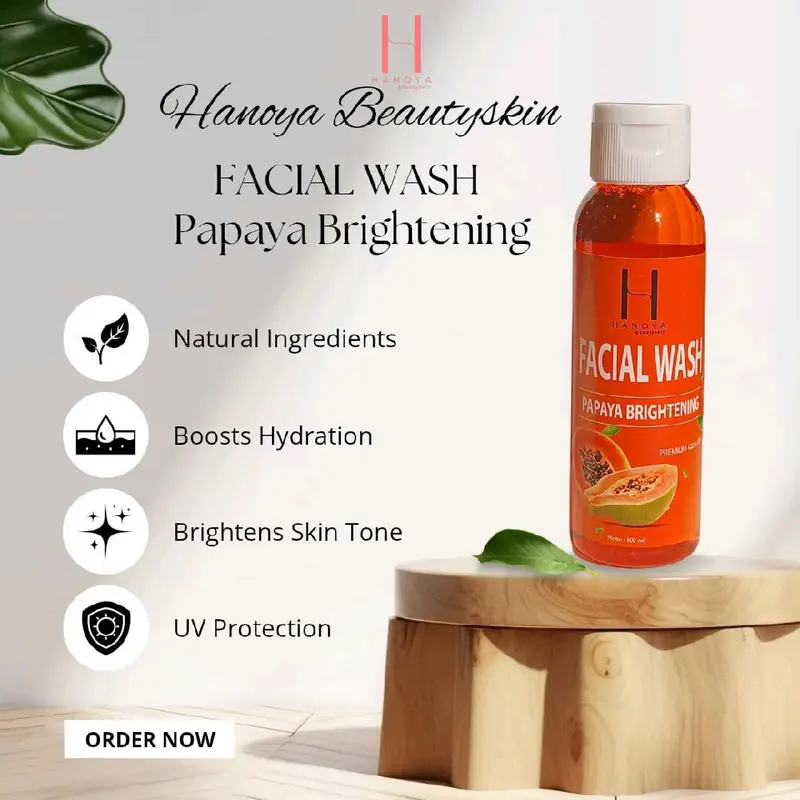 hanoya facial wash sabun papaya cair 100ml sabun pecerah kulit Memutihkan Wajah 3