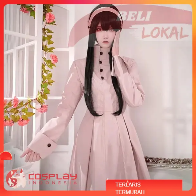 KOSTUM COSPLAY/ AKSESORIS COSPLAY/AKSESORIS ANIME/ KOSTUM COSPLAY YOR FORGER GAUN PINK SPY X FAMILY 0