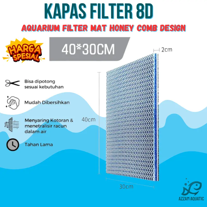 Busa Kapas Filter Nano Aquarium Kolam 8D 8 Layers 30x40x2 CM Import Tahan Lama Bahan Tebal Premium Filter 0