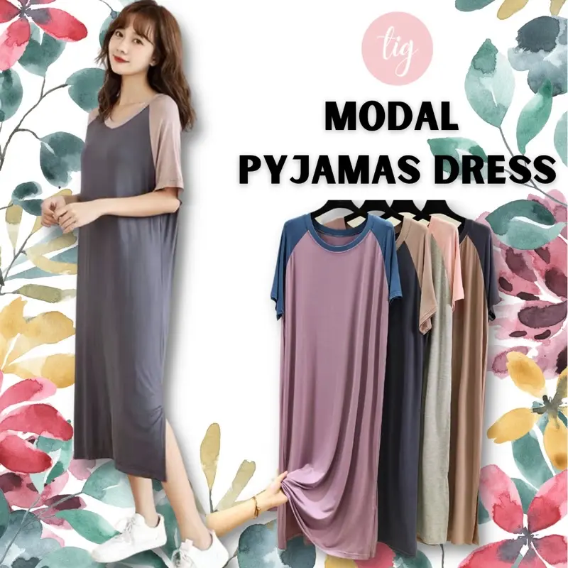 [SG INSTOCK] Modal Two Toned Comfy Pyjamas/Maternity Dress Free Size