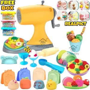 FAMILY CITY Mainan Anak Cetakan DIY Mesin Giling Mie Kue Es Krim Es Cream Free Box Kontainer Clay Lilin Plastisin Fun Dough / Mainan Edukasi Anak / Mainan Anak Perempuan / Mainan Anak Laki Laki