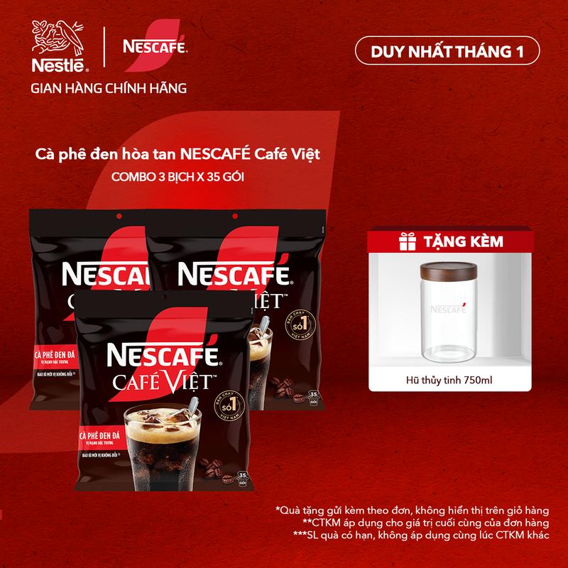 Nestlé VN Combo 3 Bịch Cà phê đen hòa tan NESCAFÉ Café Việt Bịch 35 gói x 16g -ST