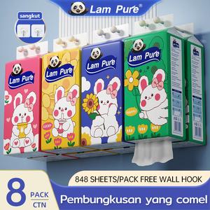 【8 pek】Beg Tisu Gantung 4D, Rekaan Raksasa Comel, LAMPURE, 848 helai setiap pek, 8 pek dalam semua, Pelbagai warna Kertas Stationery