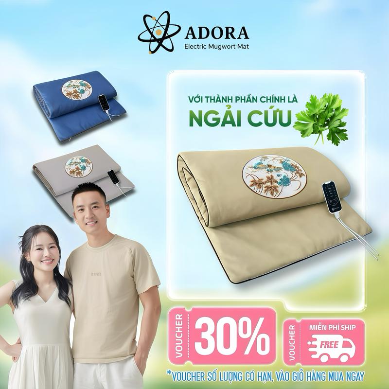  <DEAL LIVE QUYỀN LEO> Thảm Ngải Cứu Đông Y ADORA Chính Hãng | Chườm Nóng Hỗ Trợ Tình Trạng Đau Nhức Xương Khớp Mỏi Vai Gáy Đệm Sưởi Ngải Cứu giúp massage thư giãn mùa đông rất tốt cho sức khoẻ 
