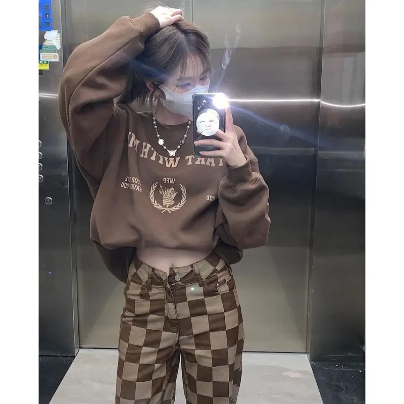 Sweater Wanita Star With Me Oversize Crewneck Fleece Fit Tebal Basic Sweatshirt Oblong 2