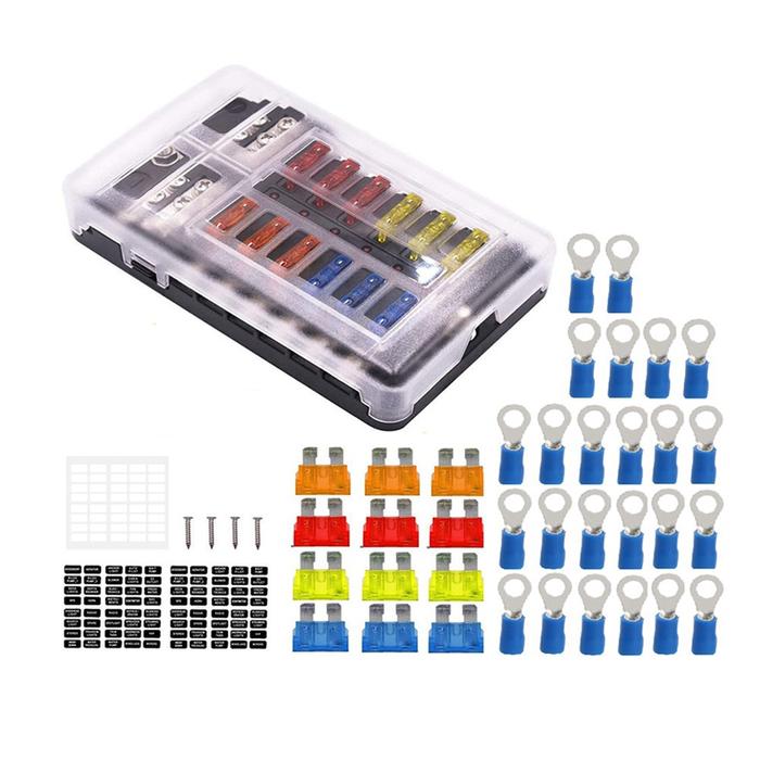Jual 12V Fuse Block 12 Circuit Fuse Box Kit,With LED Indicator With ...