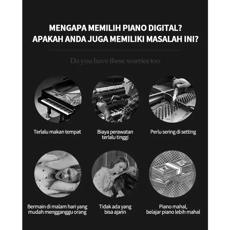 Keyboard elektronik digital, keyboard elektronik 88 tombol,  khusus pengajaran pemula, keyboard dinamik, koneksi Bluetooth 3