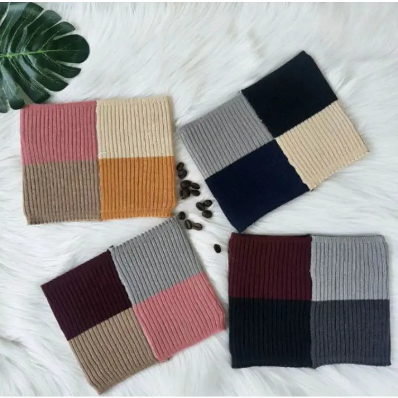 Ciput Rajut Bandana 4 Warna Aksesoris Hijab Dalaman Anti Pusing Stylist Berkualitas Pattern Zigzag 3