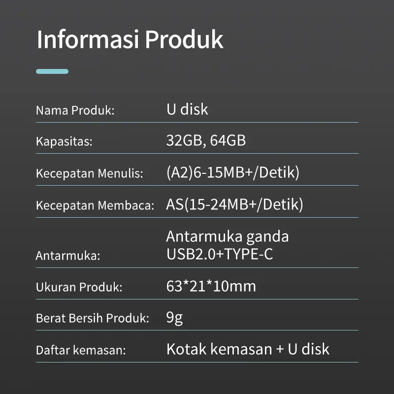 OLYPS Flashdisk OTG Type C  64GB 32GB 16GB 8GB Untuk USB Dual Port Flash Drive High Speed Storage 8