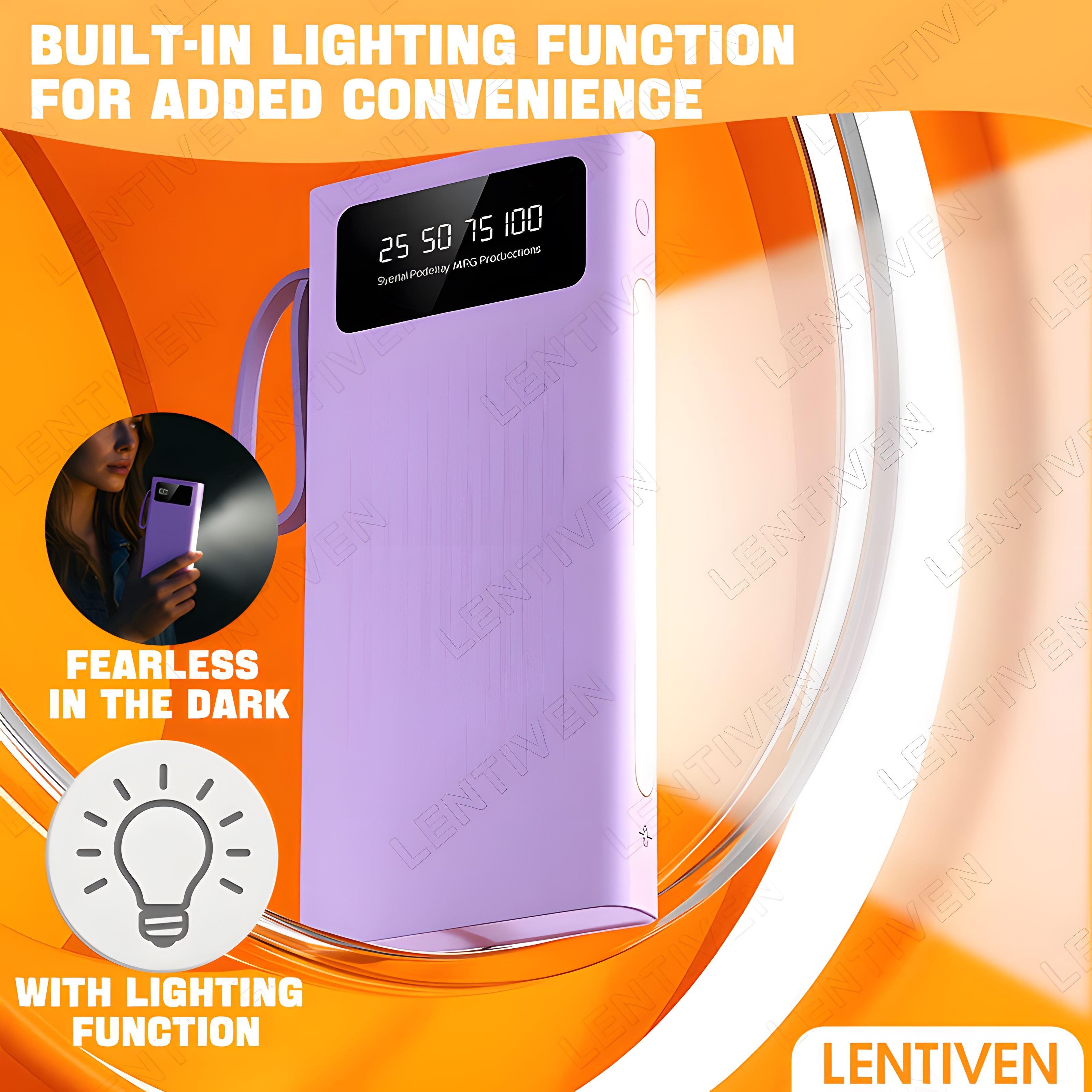 LENTIVEN Powerbank 30000 mAh Mini with 4 Kabel Data Usb Fast Charging PJ57