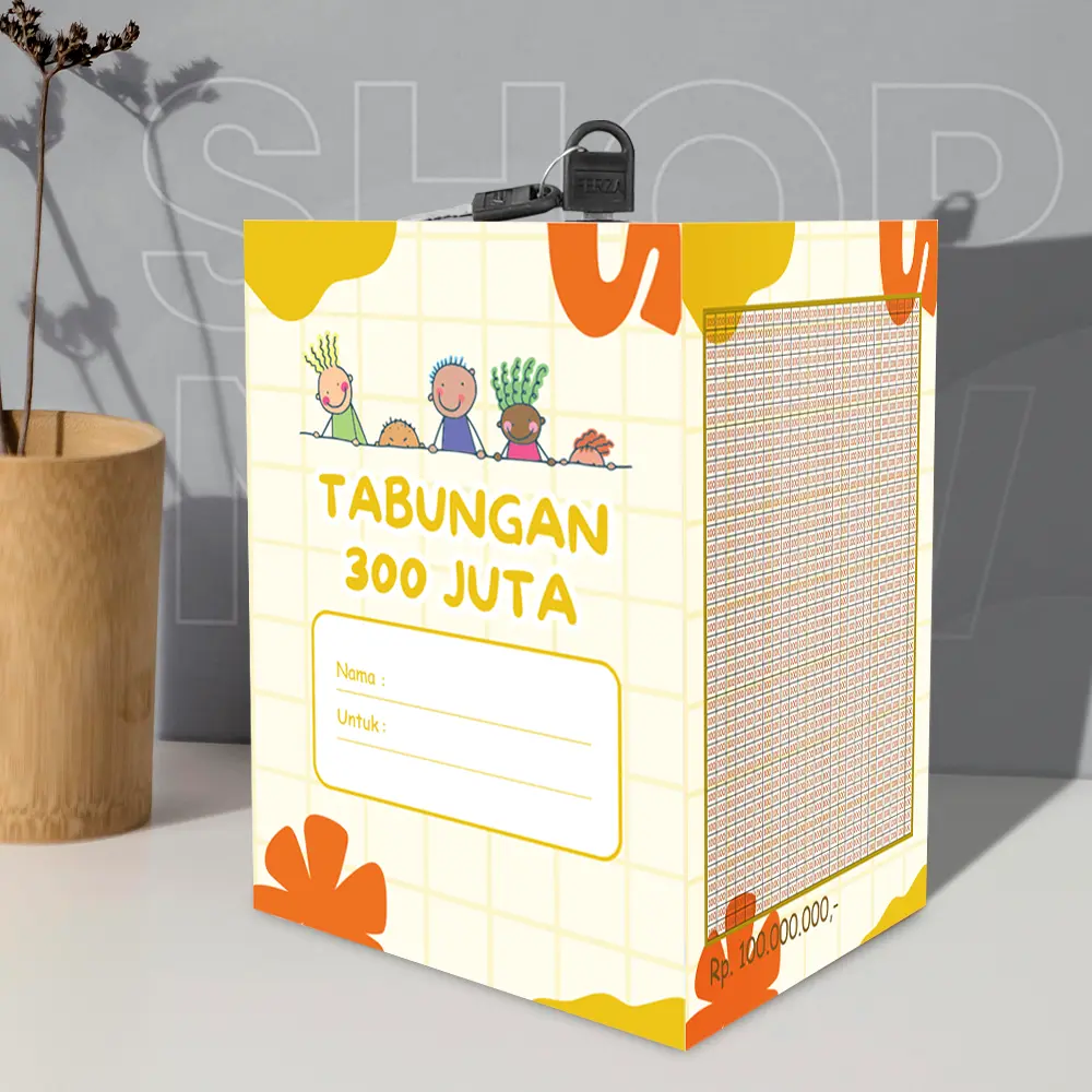 Celengan Kotak kunci Target Buka Tutup 300 Juta 100k Kunci Jumbo Besar Brangkas Simpan Uang Kunci Ganda Pelangi