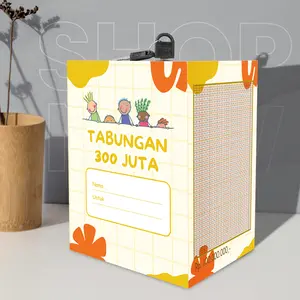 Celengan Kotak kunci Target Buka Tutup 300 Juta 100k Kunci Jumbo Besar Brangkas Simpan Uang Kunci Ganda Pelangi