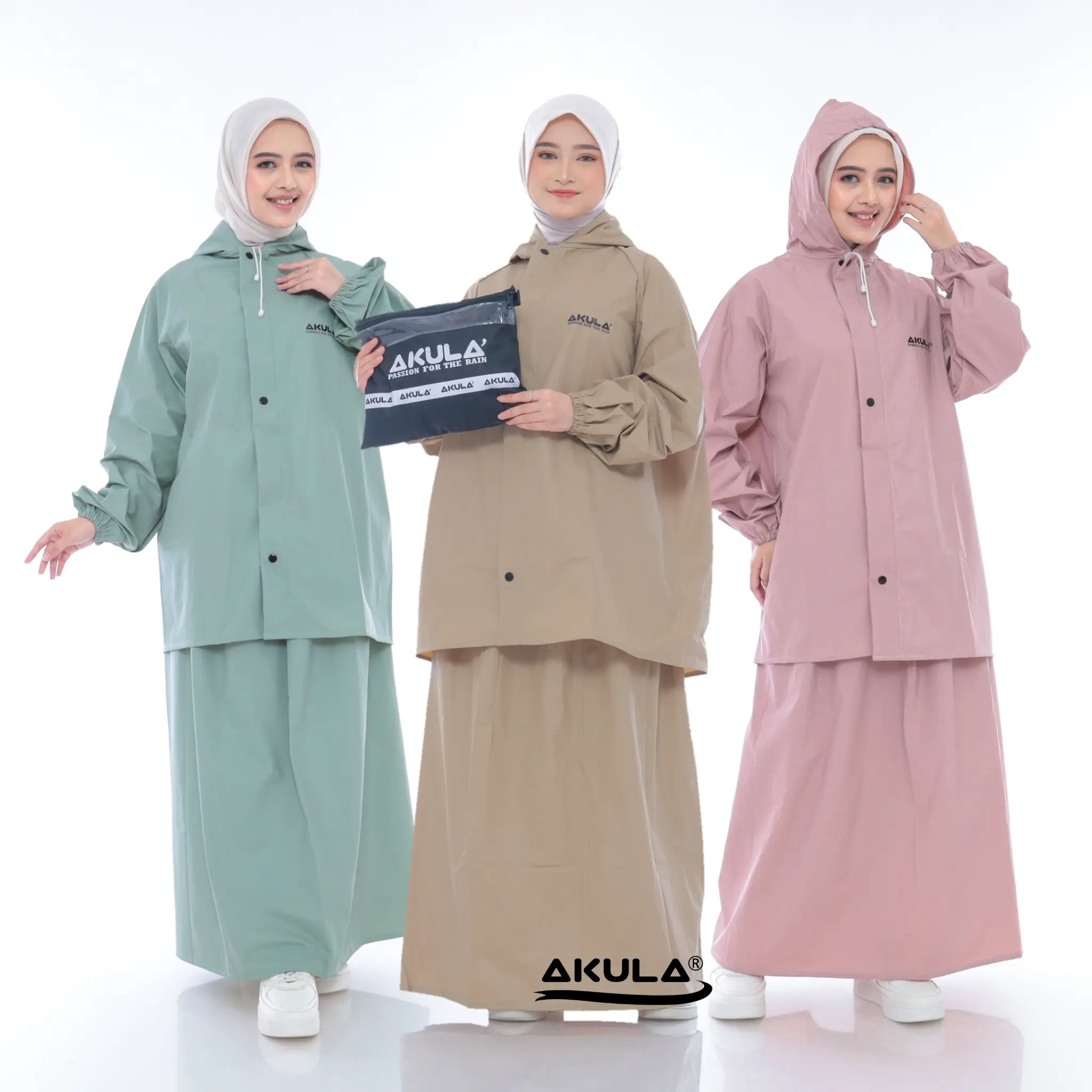 AKULA Jas Hujan Wanita Setelan Baju Rok Anti Rembes