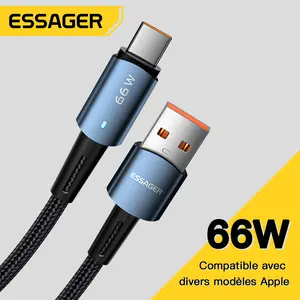 Essager 7A 66W Type C USB Cable Super-Fast Charge Cable for Huawei Mate 40 30 Xiaomi Samsung Fast Charging USB Type C Cables Data Cord