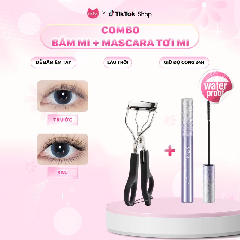 Ukiss Combo 01 Kẹp Mi Góc Rộng Kèm Đệm Thay Thế + 01 Mascara Tơi Mi Cong Lâu Dễ Chuốt 5g
