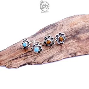 Anting Stud Wanita Perak 925 Batu Natural Jawan Sekar Lilyqueen