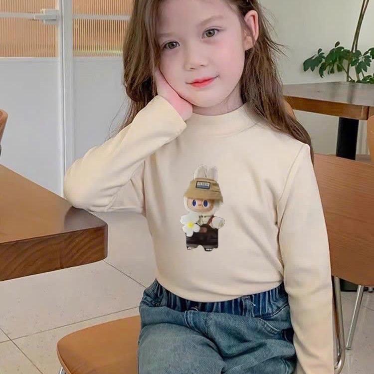 Áo giữ nhiệt cho bé gái Mẫu Phô Mai Que, Chất Liệu Dày Dặn Co Giãn 4 Chiều, 3 Tông Màu Chủ Đạo (Đen/Trắng/Be) - 15-48kg