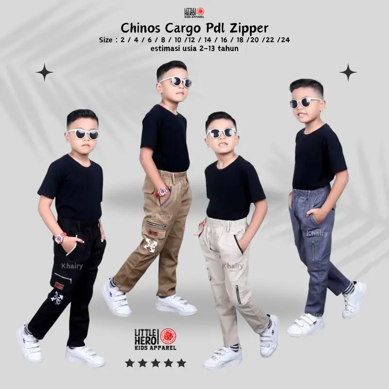 Celana Panjang Little Hero Anak Laki-Laki Chinos PDL Cargo Game Estimasi Usia 2-13 Tahun fasion 4-5 tahun