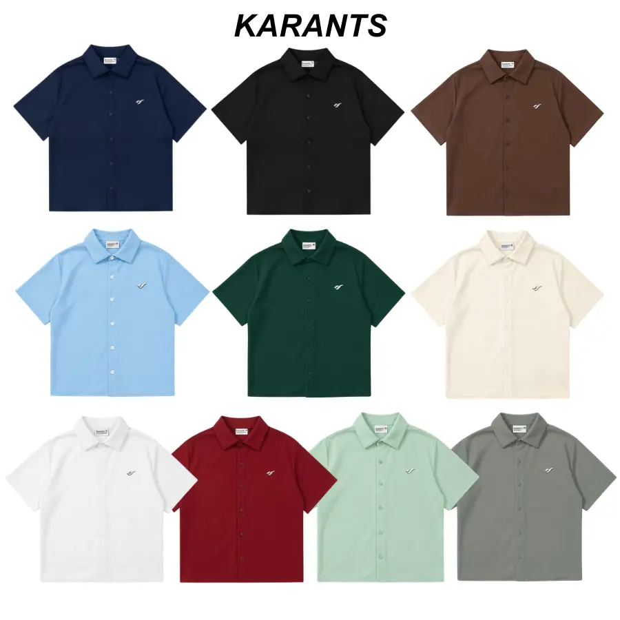 Karants Áo Sơ Mi Boxy Trơn Vải Cotton Lạnh Gắn Thanh Kim Loại  Nam Nữ Unisex - KR216