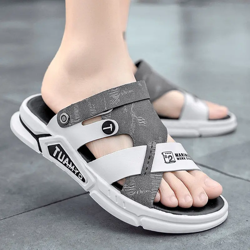 GRIT Men Sandals Summer Breathable Outdoor Hiking Beach Flat Male Shoes Comfortable Non Slip Rubber Sole Slippers Open Toe Black Pria Jepit 3