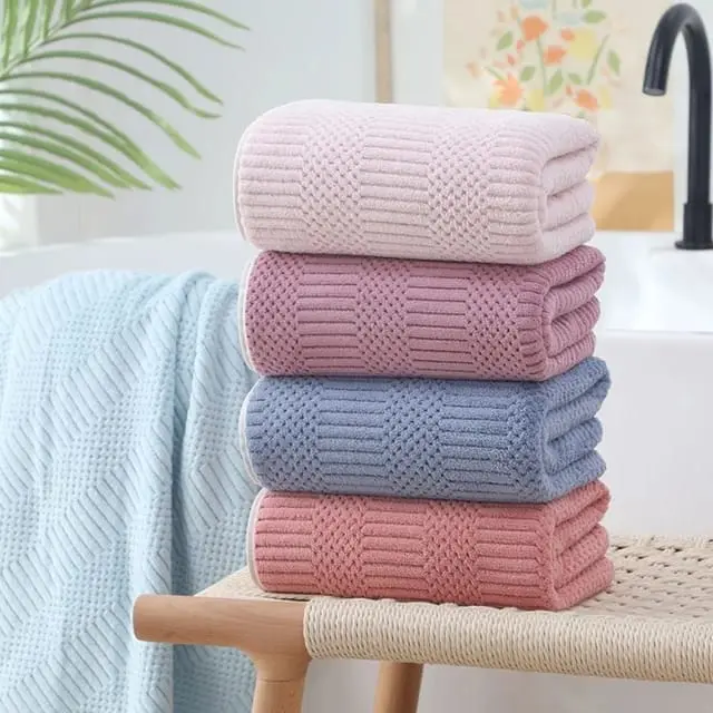 Promo 4 pcs handuk mandi uk dewasa 70 x 140 cm - bahan microfiber - halus lembut - random warna dan motif 3