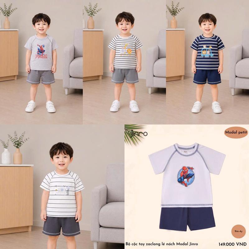 JINRO Bộ quần áo cộc tay trẻ em từ 9 tháng đến 4 tuổi