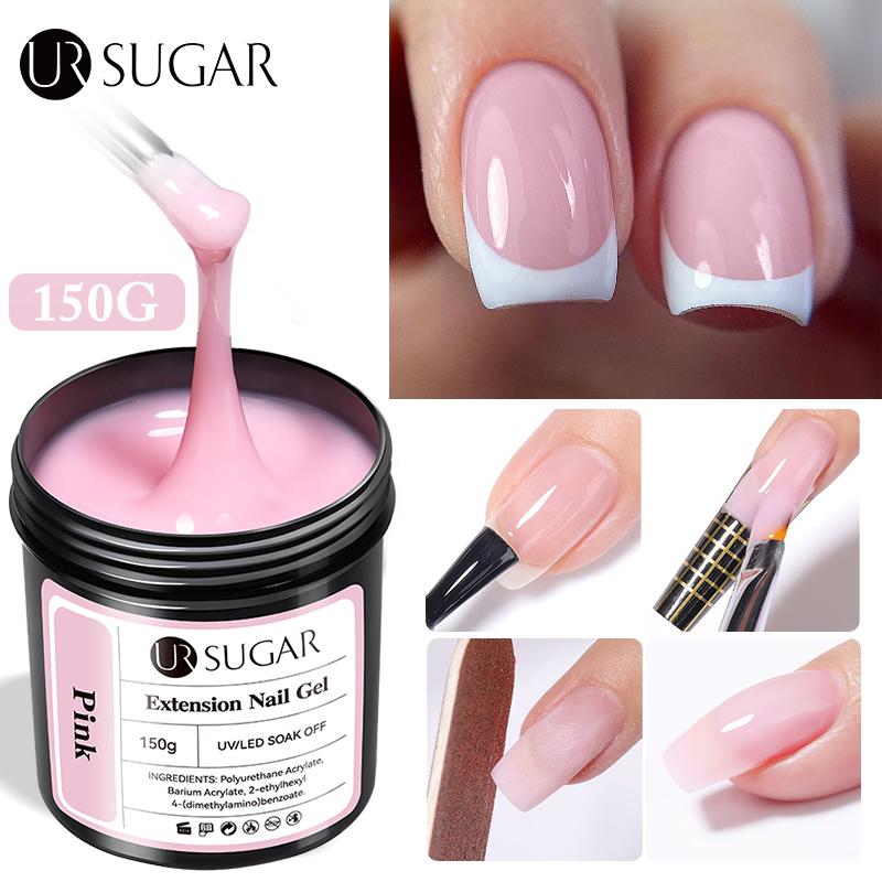 Sơn Gel Làm Móng Nối Dài, URUSUGAR, 150ml Gói Lớn, Màu Sắc: Hồng, Trong, Khỏa Thân, UV Và LED, Ngâm, 55637