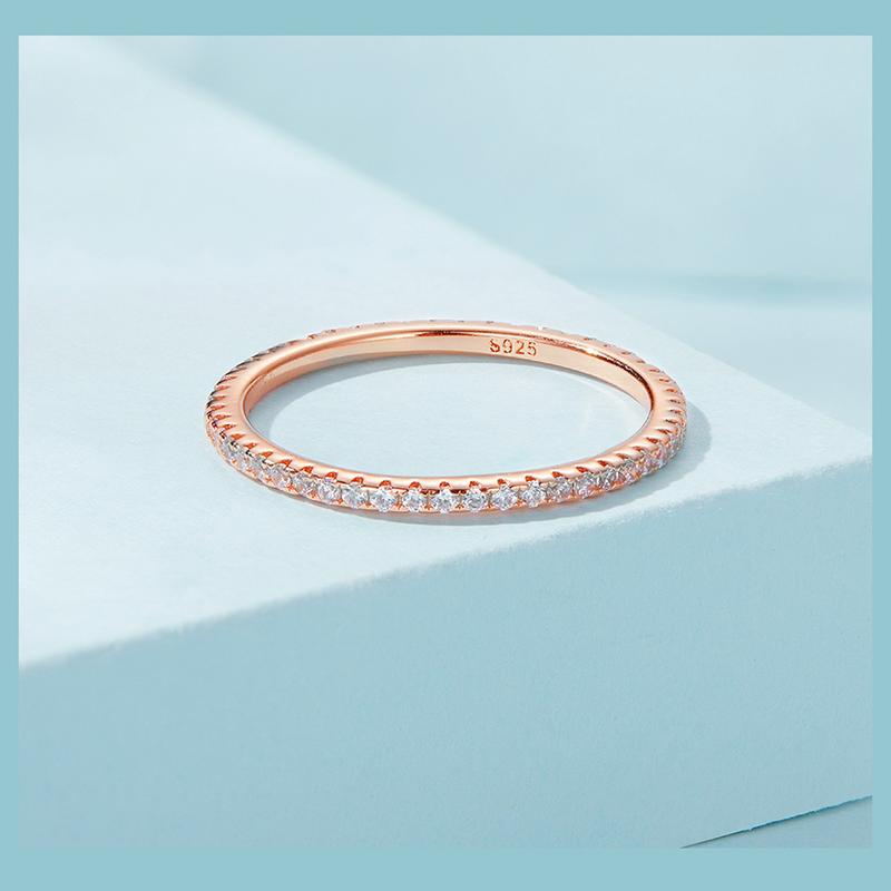 Product Introduction of Nhẫn Bạc Sterling 925, Bamoer, Dành Cho Nữ, Đính Đá Zircon Màu Hồng Và Xanh Dương, Phong Cách 33