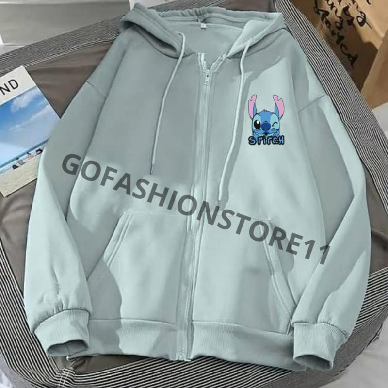Jaket wanita korean style Stitch size L XL XXL jaket hoodie cewek jaket zipper wanita hoodie zipper wanita hoodi cewek terbaru 2023 hoodie zipper wanita tebal sweater zipper wanita sweater resleting wanita dewasa sweater resleting keren cewek bisa COD-GFR 0