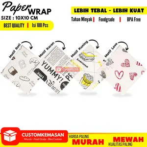 Paper Wrap Motif 10x10 cm / Alas Kertas / Kertas Roti / Kertas Pembungkus / Kertas Minyak / Pembungkus kertas / Alas Kertas / Alas Roti