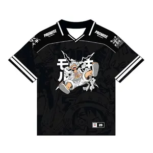 Jersey Boxy Oversize Jumbo PROMISE Onepiece Luffy Gear 5 Vintage Skena Unisex Pria Wanita Sport Big Size Hitam Putih