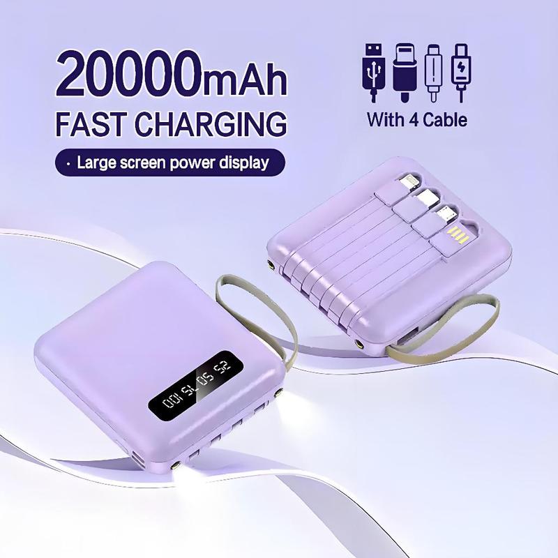 【COD】Hot Sale 20000mAh Mini Power Bank with 4 USB Ports Fast Charging and LED Display, Portable for iOS/Android Phone Charging - Power Bank Charger Pink (Free Shipping) 2