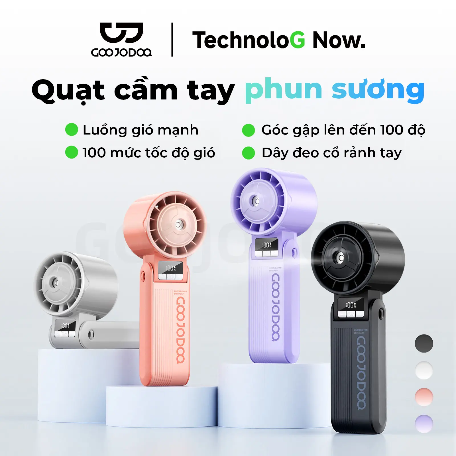 [GOOJODOQ*KOC/KOL] COMBO Quạt cầm tay phun sương tặng sạc dự phòng,luồng gió mạnh,góc gập lên đến 100 độ,100 mức độ gió ,Dây đeo có rảnh tay | BigBuy360 - bigbuy360.vn