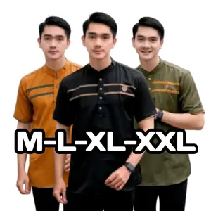 Baju Koko Kurta Lengan Pendek Baju Koko Fashion Muslim Pria Dewasa Terbaru Bahan sighnature Terlaris Katun Motif