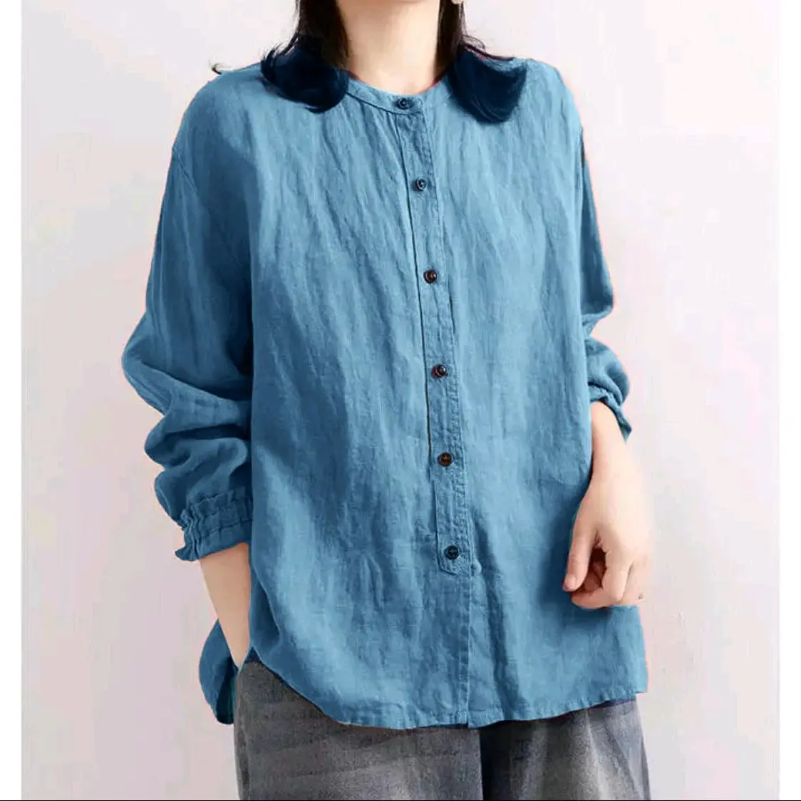#2 Supra Blouse Atasan Wanita Linen Polos Baju Panjang Cewek