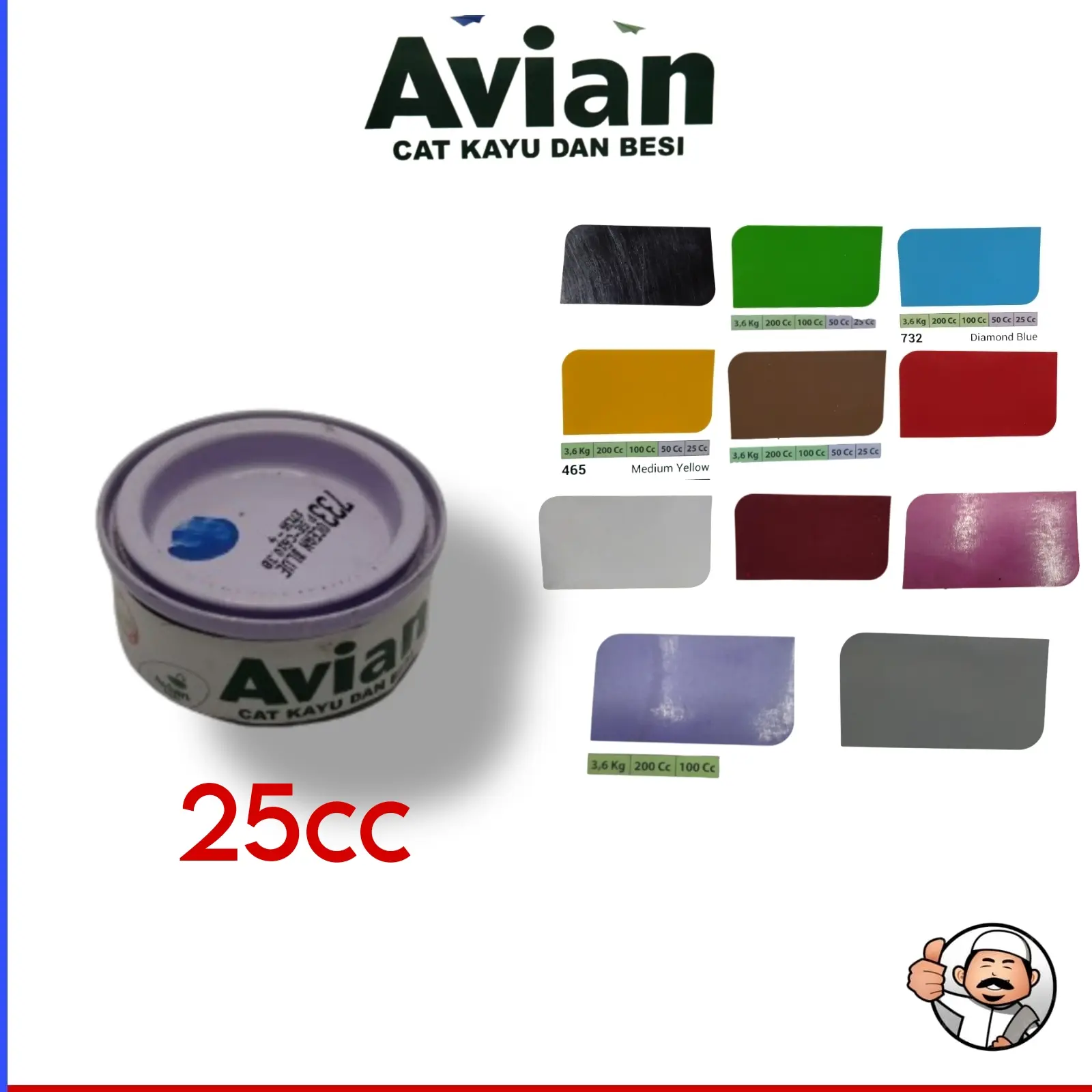 Cat Kayu dan Besi Avian Ukuran 25 cc Warna Lengkap - Paint