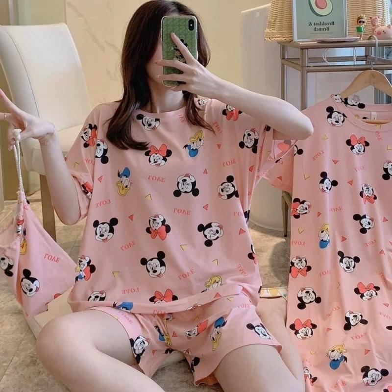Bộ Đồ Ngủ Tay Ngắn Dáng Rộng Thời Trang Mùa Hè Dễ Thương Cho Nữ Lff0704